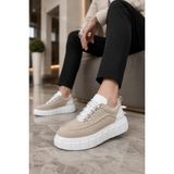 Mevese Duolc Bağcıklı Süet Erkek Günlük Rahat Taban Sneaker Ayakkabı - Krem