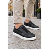 Mevese Egitserp Bağcıklı Cilt Kapitone Desenli Erkek Günlük Sneaker Ayakkabı - Siyah