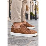 Mevese Egitserp Bağcıklı Cilt Kapitone Desenli Erkek Günlük Sneaker Ayakkabı - Taba