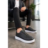Mevese Emirp Cilt Bağcıklı Erkek Sneaker Günlük Ayakkabı - Siyah Beyaz