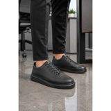 Mevese Emirp Cilt Bağcıklı Erkek Sneaker Günlük Ayakkabı - Siyah