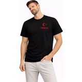 Mevese Erkek Türkiye Ay Yıldız Baskılı Taraftar Forma T-Shirt - Siyah - XS