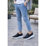 Mevese Eseenti Bağcıksız Erkek Günlük Cilt Spor Sneaker Ayakkabı - Siyah