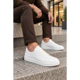 Mevese Etile Bağcıklı Cilt Erkek Günlük Sneaker Ayakkabı - Beyaz