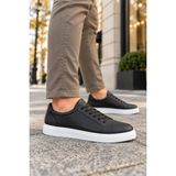 Mevese Etile Bağcıklı Cilt Erkek Günlük Sneaker Ayakkabı - Siyah
