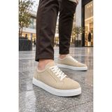 Mevese Etile Bağcıklı Süet Erkek Günlük Sneaker Ayakkabı - Krem