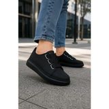 Mevese Itehe Cilt Erkek Bağcık Görünümlü Lastikli Günlük Sneaker Ayakkabı - Siyah