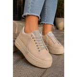 Mevese Luna Sim Detaylı Bağcıklı Kadın Günlük Sneaker Ayakkabı - Ten