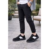 Mevese Lunex Erkek Bağcıklı Süet Günlük Spor Sneaker Ayakkabı - Siyah - Beyaz - Siyah Beyaz