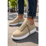 Mevese Meverk Süet Erkek Sneaker Ayakkabı – Kalın Taban Günlük Krem