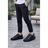 Mevese Mirox Erkek Bağcıksız 3 Bant Lastikli Günlük Sneaker Ayakkabı - Siyah