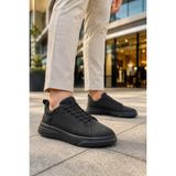 Mevese Ont Bağcıklı Keten Dokulu Hafif Taban Erkek Günlük Casual Sneaker Ayakkabı - Siyah