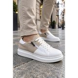 Mevese Roirraw Bağcıklı ve Fermuarlı Süet Erkek Günlük Sneaker Ayakkabı - Beyaz Krem - Krem - Beyaz