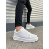 Mevese Torino Erkek Bağcıksız Cilt Günlük Sneaker Ayakkabı – Ortopedik Kalın Taban Beyaz