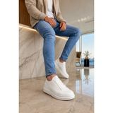 Mevese Tsoob Bağcıklı Cilt Erkek Günlük Rahat Taban Sneaker Ayakkabı - Beyaz