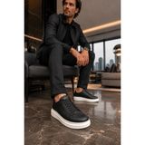 Mevese Tsoob Bağcıklı Cilt Erkek Günlük Rahat Taban Sneaker Ayakkabı - Siyah Beyaz