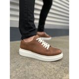Mevese Tsoob Bağcıklı Cilt Erkek Günlük Rahat Taban Sneaker Ayakkabı - Taba Beyaz - Taba - Beyaz