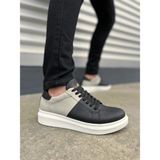 Mevese Tsoob Bağcıklı Cilt Süet Erkek Günlük Rahat Taban Sneaker Ayakkabı - Gri - Siyah