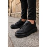 Mevese Ventoy Erkek Bağcıklı Cilt Günlük Sneaker Ayakkabı – Siyah