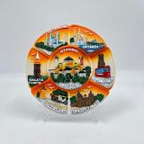 Mevlana Bazaar Ayasofya Kabartmalı Dekoratif Tabak Masa ve Duvar Dekor 18 cm - Turuncu