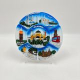 Mevlana Bazaar Ayasofya Kabartmalı Dekoratif Tabak Masa ve Duvar Dekoru 15 cm - Mavi