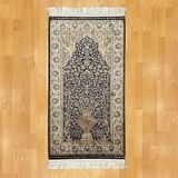 Mevlana Bazaar Mihrâb-ı Gülzâr Motifli 70x120 CM İpek Seccade Siyah