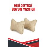 Mevlana Center VOLVO XC90 UYUMLU ARAÇ-OTO KREM DERİ KREM DİKİŞLİ BOYUN DESTEK YASTIĞI