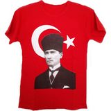 Mevlana Giyim Atatürk Baskılı Türk Bayrağı Çocuk Tişört 5-12YAŞ Arası - Kırmızı - 5 - 6 Yaş