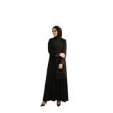 Mevlana Taş İşlemeli Ferace Kloş Kesim Fermuarlı Saten Manşetli Elbise Siyah 9587-26