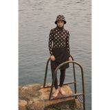 Mevra PEARL DOT | Butter Yellow Puantiyeli Kahve Yüzücü Tesettür Mayo 5 li Set