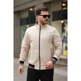 Mevsimlik Erkek Mont & Ceket Nakış Armalı Krem - 3XL