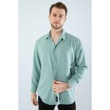 Mevsimlik Keten Dokulu Uzun Kollu Oversize Erkek Geniş Kalıp Gömlek(Ürün Geniş Kesimdir) - Mint