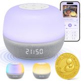 Mewaii Uyumak için Beyaz Gürültü Ses Makinesi - Daha İyi Uyku, Ücretsiz Uygulamalı Bebek Ses Makinesi, 360 RGB Işık, Gündoğumu Uyandırma Modu, Yetişkinler ve Çocuklar için Uyku Emziği, Yeni Doğanlar