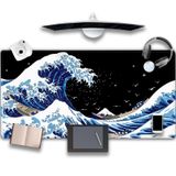 MEWOOCUE 47 inç x 23,6 inç Oyun Mouse Pad, Deniz Dalgası Büyük Masa Pedleri PC Klavye Su Geçirmez ve Kaymaz 4 mm Kalın 4XL, Süper Büyük Bilgisayar Kauçuk Masa Paspası, Kanagawa Sörf ve Siyah