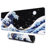 MEWOOCUE Oyun Dizüstü Bilgisayar Mouse Pad, Deniz Dalgası Büyük Masa Pedleri PC Klavye Su Geçirmez ve Kaymaz 78,8 x 30,0 cm 3 mm Kalınlığında XL, XXL Kauçuk Masa Örtüsü, Kanagawa Sörf ve Siyah