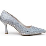 Mey Ayakkabı Gümüş Kristal Taşlı Kadeh Topuklu Kadın Stiletto M2064
