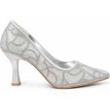 Mey Ayakkabı Gümüş Kristal Taşlı Kadeh Topuklu Kadın Stiletto M2070