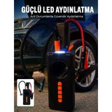 Mey İthalat® 10000Mah Şarjlı Araç Kompresörü Akü Takviye Cihazı Powerbank Özellikli Dijital Lastik Şişirme Pompası