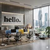 Mey Ithalat® 100X35 cm Dev Boy "hello." Yazılı Kırılmaz Pleksi Ayna - Premium Ofis ve Villa An - Renkli