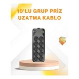 Mey İthalat® 10’Lu Çoklu Priz Termal Korumalı Usb Type-C Çıkışlı 2500W Uzatma Kablosu