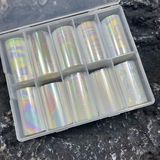 Mey İthalat 10LU Tırnak Süsleme Folyosu Şeffaf Holografik Dizayn Nail Art Transfer Folyo WNF-227