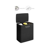 Mey İthalat 120L Katlanabilir Kumaş Çamaşır Sepeti, Üç Yıkanabilir Bölmeli, Ink Black - 10 x 10 cm - Çok Renkli