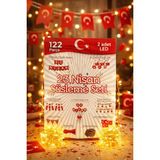 Mey İthalat 122 Parça 23 Nisan Dekoratif Süsü Flama Okul Süsü, Atatürklü Balon, Türk Bayrağı Pano Süsleri 2026