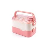 Mey İthalat 1350 ml Paslanmaz Çelik Bento Lunch Box Iki Kat Üç Bölme Yeni Nesil Sefer TAŞI-1350 ML-101102S - Çok Renkli