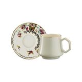 Mey İthalat 1453 Antik Rose Double Geometrik Gold 12 Parça 6 Kişilik Kahve Fincan Takımı 120 ml - Renkli