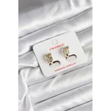 Mey İthalat® 14K Gold Renk Kaplama Yarım Halka Zirkon Taşlı Cm Kadın Küpe