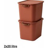 Mey İthalat 2 Adet Modern Kapaklı 20 Litre Saklama Kutu Seti -Özel Kulplu– Turuncu -Taşınabilir Kulplu, Dolap Içi Düzenleyici, Çok Amaçlı Organizer Kutu, Oyuncak & Kıyafet Kutusu