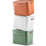 Mey İthalat 2 Adet Modern Kapaklı Büyük Boy Saklama Kutu Seti -20 Litre – Beyaz- Taşınabilir Kulplu, Dolap Içi Düzenleyici, Çok Amaçlı Organizer Kutu, Oyuncak & Kıyafet Kutusu