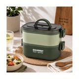 Mey İthalat 2 Katlı Yemek Termosu, Sızdırmaz Beslenme Kabı, Bölmeli Yemek Saklama Kabı, Yeşil Taşınabilir Lunch Box - Çok Renkli