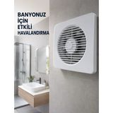 Mey İthalat® 20 W Havalandırma Fanı 150 Mm Bağlantı Çapı 20,8 X 20,8 Cm Dekoratif Aspiratör